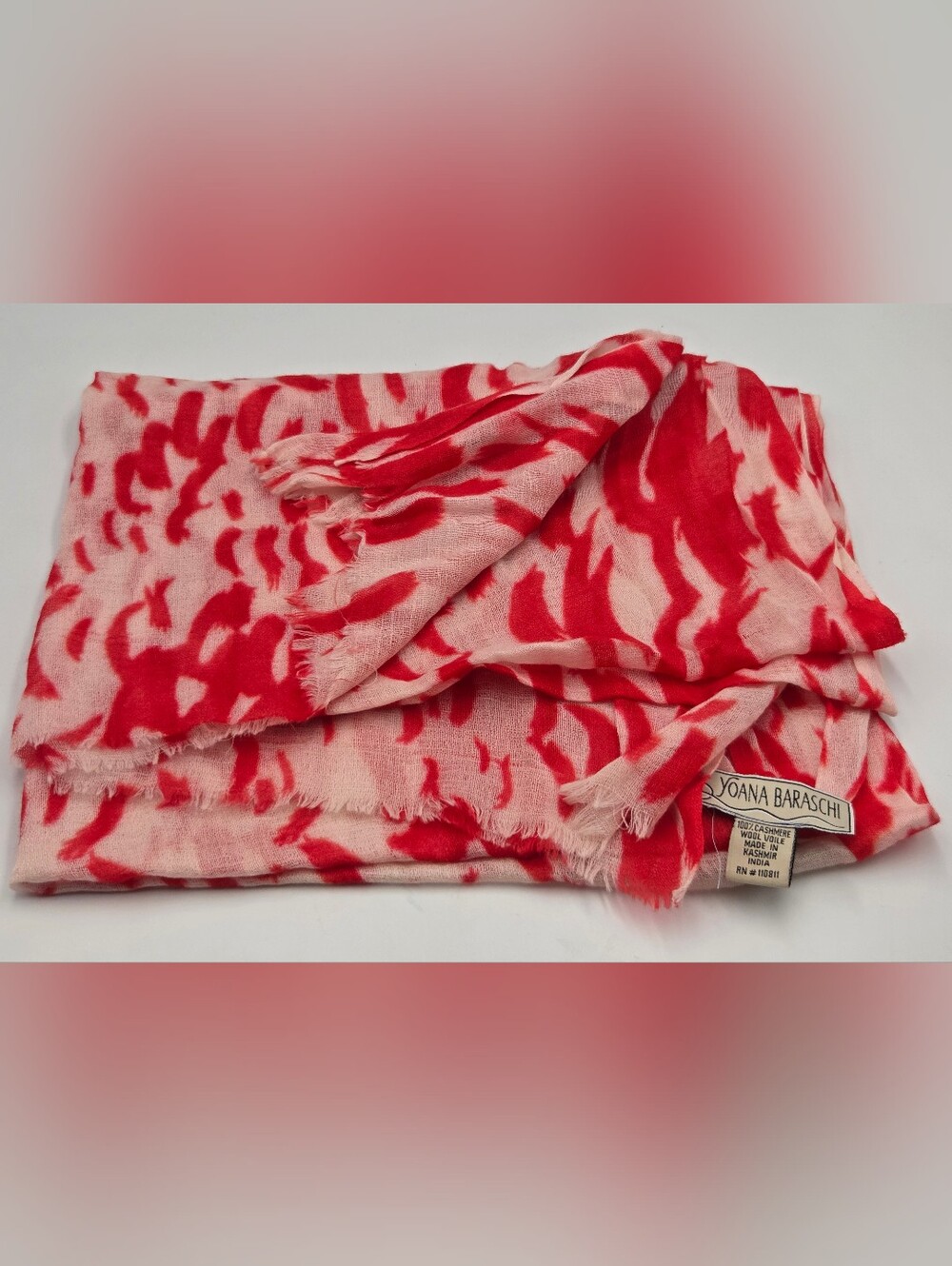 NEW YOANA BARASCHI Cashmere ZEBRA-PRINT SCARF